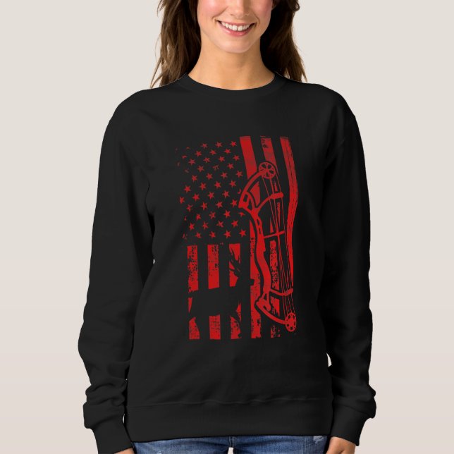 Deer Hunting Patriotic Us Elk Bow Hunter Usa Ameri Sweatshirt (Front)