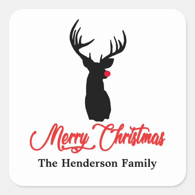 Deer Hunting Reindeer Square Sticker (Front)