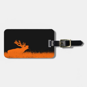 Deer hunting scenery orange silhouette  luggage tag
