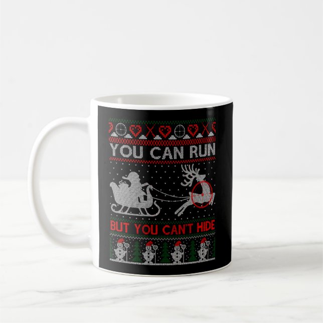 Deer Hunting Shirt Santa Hunter Ugly Christmas Swe Coffee Mug (Left)