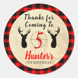 Deer Hunting Theme Birthday Party Thank You Classic Round Sticker