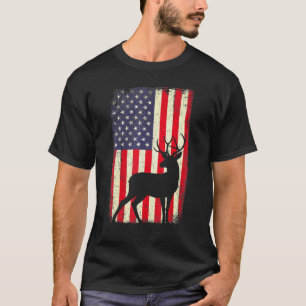 Deer Hunting Vintage American Flag Hunter T-Shirt