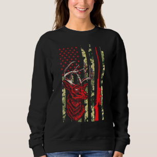 Deer Hunting Vintage American Flag Patriotic Usa E Sweatshirt