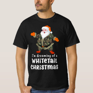 Deer Hunting Whitetail Christmas Camo Santa T-Shirt