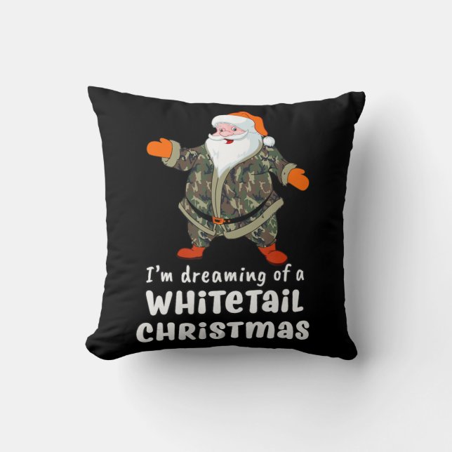 Deer Hunting Whitetail Christmas Camo Santa  Throw Pillow (Front)