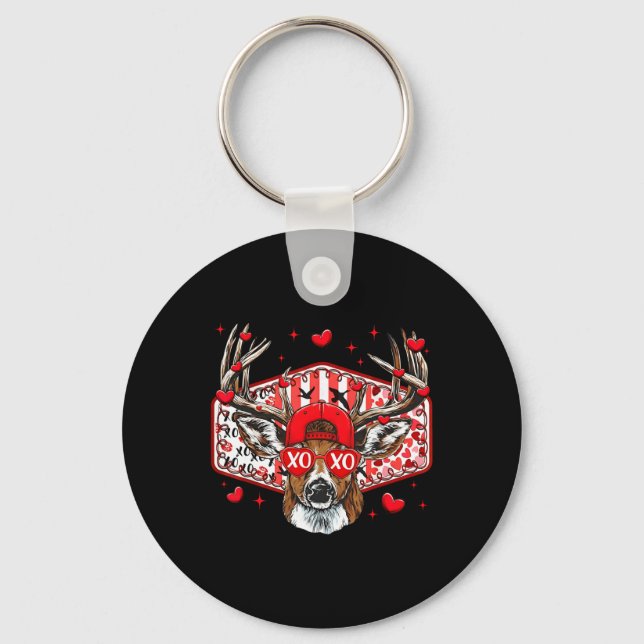 Deer Hunting Xoxo Valentine Buck Boys Cap Men Wome Keychain (Front)