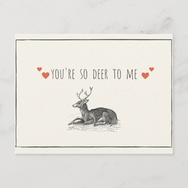 Deer Illustration Love Postcard (Front)