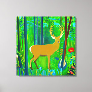 Deer in a Fantasy Forest Setting Canvas Print