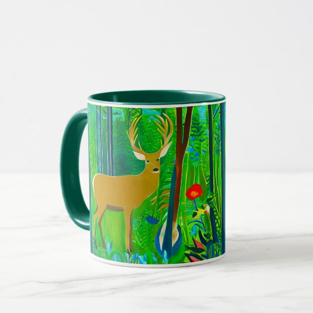 Deer in a Fantasy Forest Setting  Mug (Front Left)