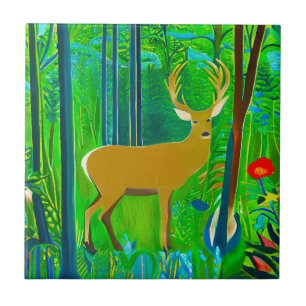Deer in a Fantasy Forest Setting  Tile