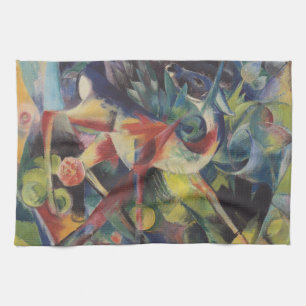Deer in a Flower Garden by Franz Marc, Vintage Art Kitchen Towel