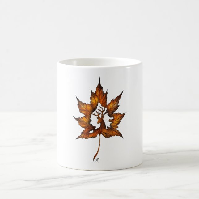 Deer in a leaf coffee mug (Center)
