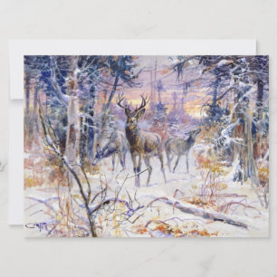 Deer in a Snowy Forest (Winter Season) Card