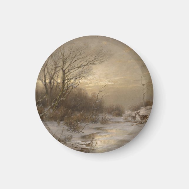 Deer in a Winter Landscape – Désiré Thomassin Magnet (Front)