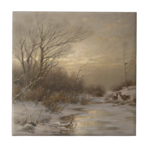 Deer in a Winter Landscape – Désiré Thomassin Tile