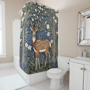 Deer In Bluebell Forest William Morris Inspired