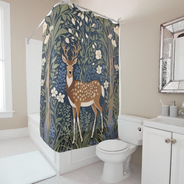 Deer In Bluebell Forest William Morris Inspired (In Situ)