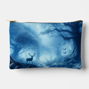 Deer in Dark Forest of Blue Haze Accessory Pouch