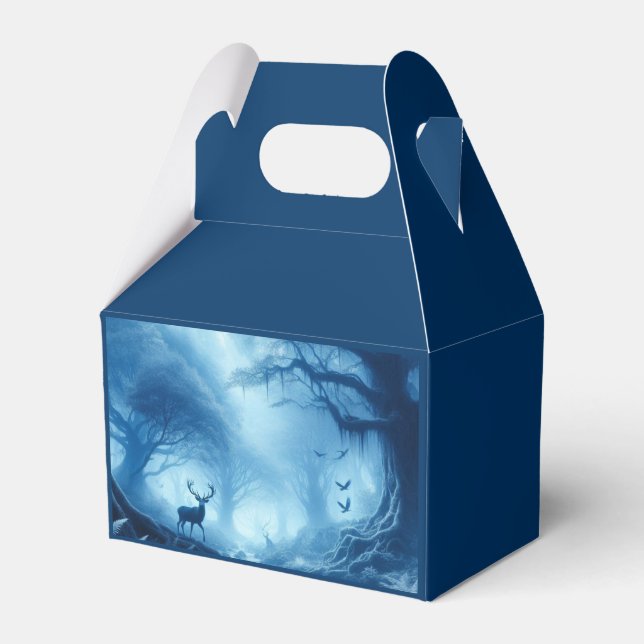Deer in Dark Forest of Blue Haze Favor Box (Front Side)