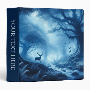 Deer in Dark Forest of Blue Haze Personalize  Binder