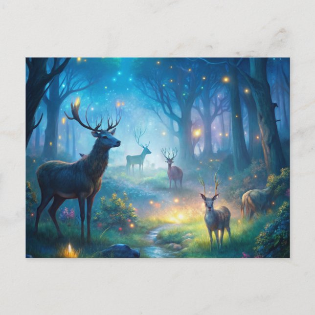 Deer in Enchanted Forest Postcard (Front)