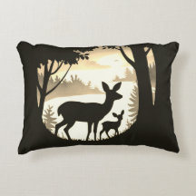 Deer in Forest Clearing Accent Pillow