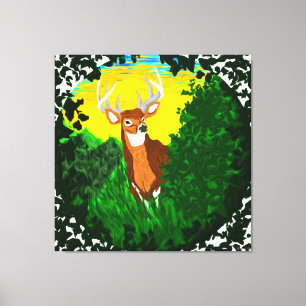Deer in Forest Clearing Canvas Print