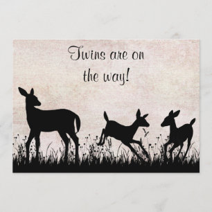 Deer in Meadow Twins Baby Shower Invitation
