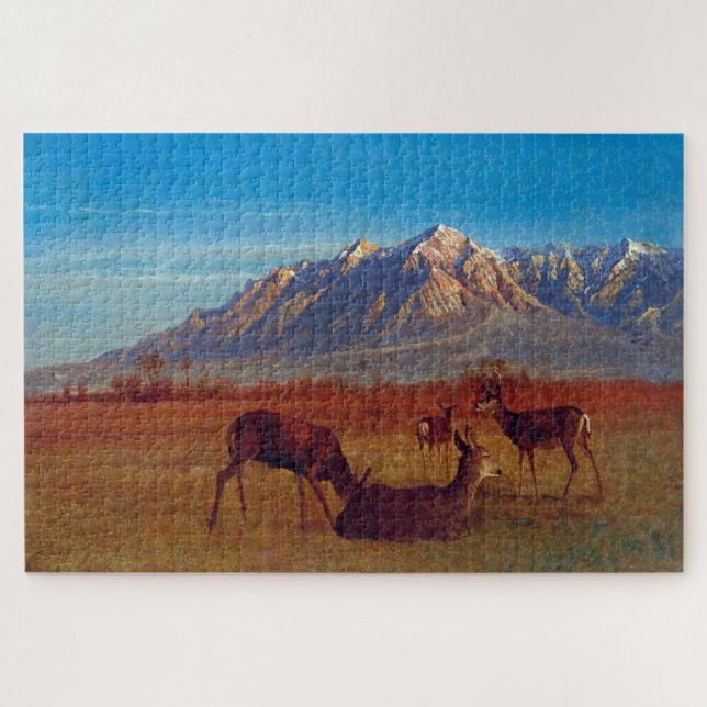 Deer in Mountain Home, Albert Bierstadt Jigsaw Puzzle (Horizontal)