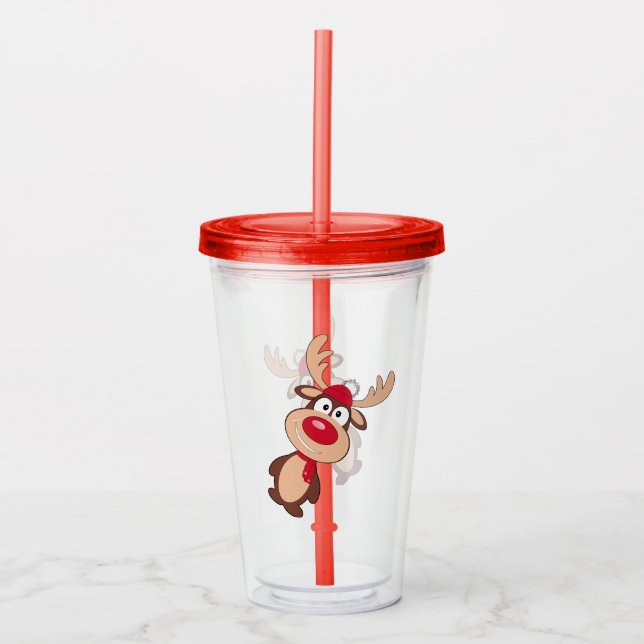 Deer in scarf . acrylic tumbler (Front)