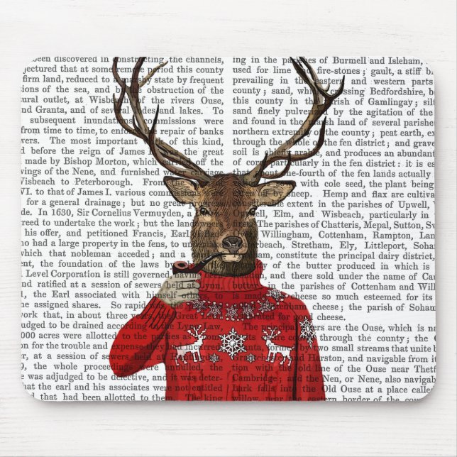Deer in Ski Sweater 2 Mouse Pad (Front)