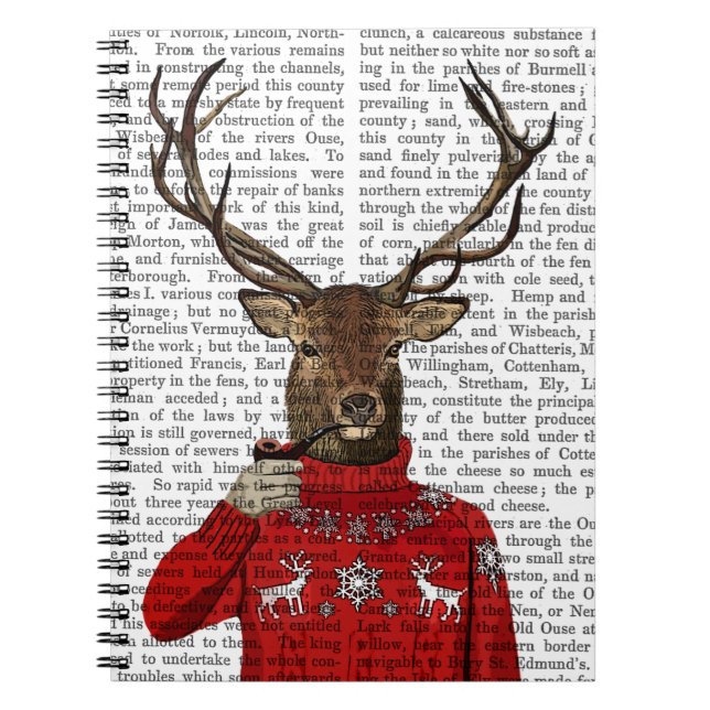 Deer in Ski Sweater 2 Notebook (Front)