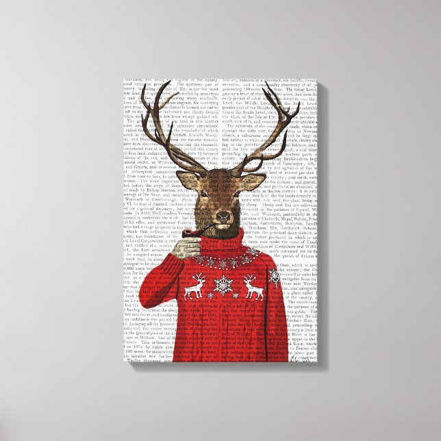 Deer in Ski Sweater Canvas Print (Front)