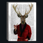 Deer in Smoking Jacket Wooden Box Sign<br><div class="desc">Deer in Smoking Jacket by Fab Funky. Features a deer lounging in its smoking jacket. | 190002D</div>