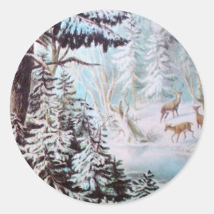 Deer in Snow Sticker