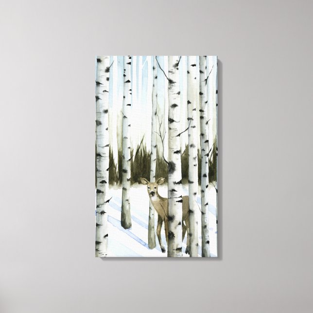 Deer in Snowfall Canvas Print (Front)