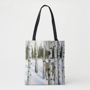 Deer in Snowfall Tote Bag