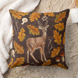 Deer in the autumnal forest 2 throw pillow