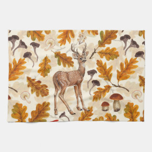Deer in the autumnal forest kitchen towel