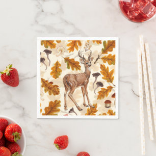 Deer in the autumnal forest napkin