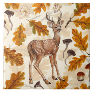 Deer in the autumnal forest tile