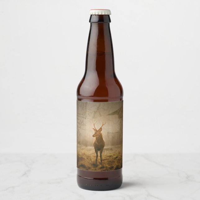 Deer in the forest beer bottle label (Front)