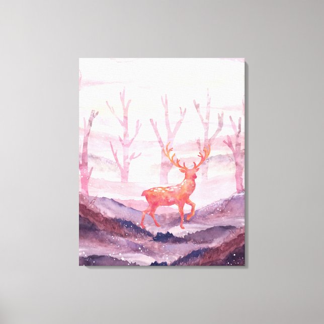 Deer in the forest canvas print (Front)
