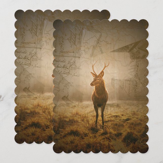 Deer in the forest holiday card (Front/Back)