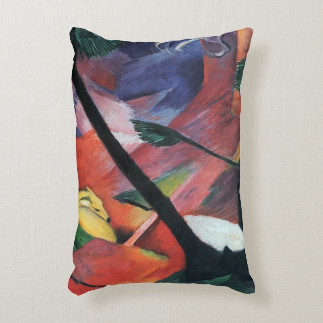 Deer in the Forest II by Franz Marc; Reh im Walde Accent Pillow (Front(Vertical))