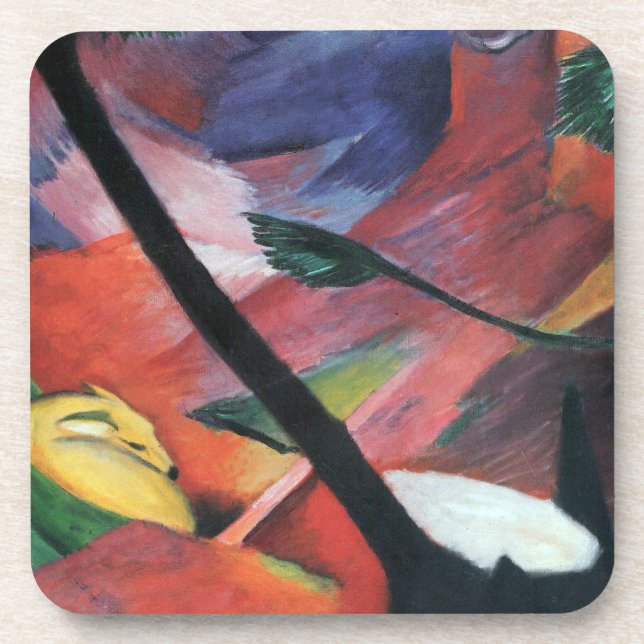 Deer in the Forest II by Franz Marc; Reh im Walde Coaster (Front)