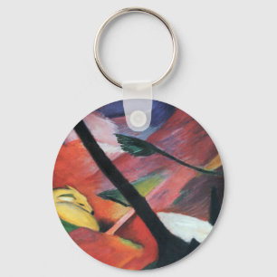 Deer in the Forest II by Franz Marc; Reh im Walde Keychain