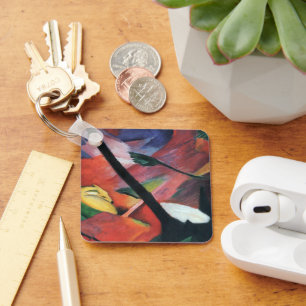 Deer in the Forest II by Franz Marc; Reh im Walde Keychain