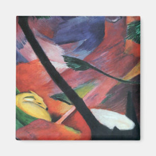Deer in the Forest II by Franz Marc; Reh im Walde Magnet