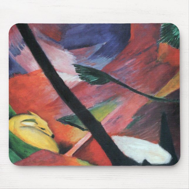 Deer in the Forest II by Franz Marc; Reh im Walde Mouse Pad (Front)